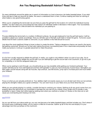Are You Looking For Basketabll Advice? Read Through This