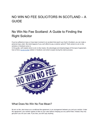 NO WIN NO FEE SOLICITORS IN SCOTLAND – A GUIDE