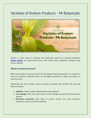 Varieties of Kratom Products