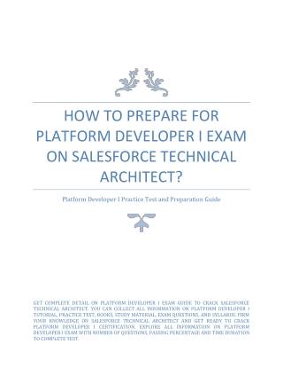 How to Prepare for Platform Developer I exam on Salesforce Technical Architect?