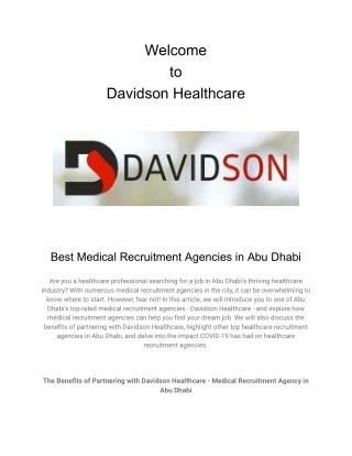 Best Medical Recruitment Agencies in Abu Dhabi