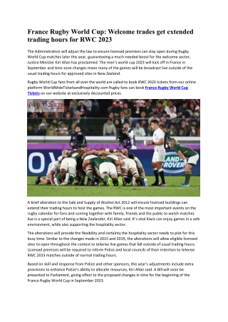 France Rugby World Cup Welcome trades get extended trading hours for RWC 2023