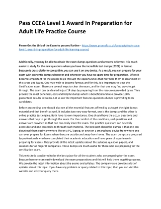 Pass CCEA Level 1 Award In Preparation for Adult Life Practice Course