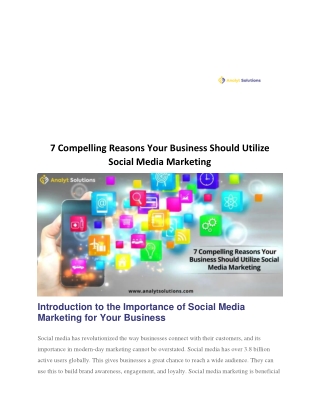 7 Compelling Reasons Your Business Should Utilize Social Media Marketing