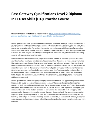 Pass Gateway Qualifications Level 2 Diploma In IT User Skills (ITQ) Practice Cou