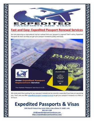 Fast and Easy Expedited Passport Renewal Services