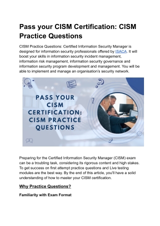 Pass your CISM Certification_ CISM Practice Questions