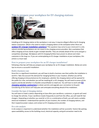 Tips to prepare your workplace for EV charging stations