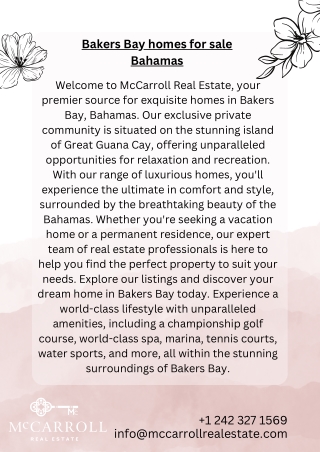 Bakers Bay homes for sale Bahamas