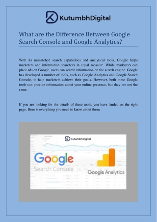 What are the Difference Between Google Search Console and Google Analytics - Kutumbh Digital