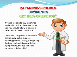 Rapamycin Buying Tips Get Meds Online Now!