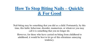 How To Stop Biting Nails – Quickly & For Good
