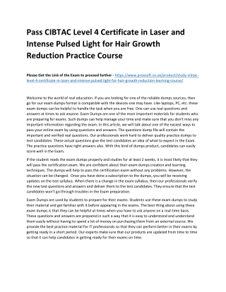 Pass CIBTAC Level 4 Certificate in Laser and Intense Pulsed Light for Hair Growt