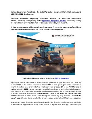 Global Agriculture Equipment Market - Ken Research