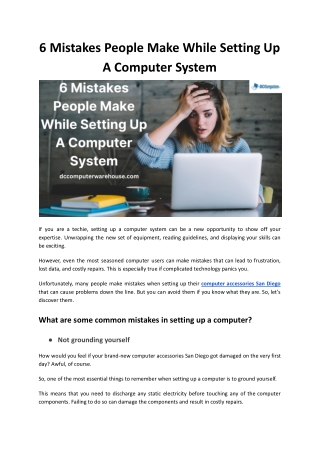 6 Mistakes People Make While Setting Up A Computer System