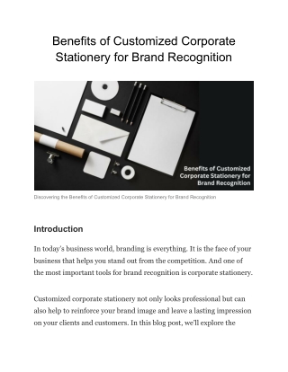 Benefits of Customized Corporate Stationery for Brand Recognition