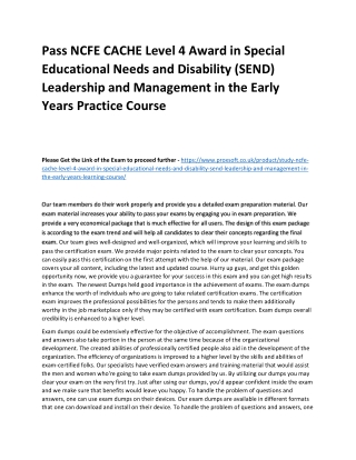 Pass NCFE CACHE Level 4 Award in Special Educational Needs and Disability (SEND)