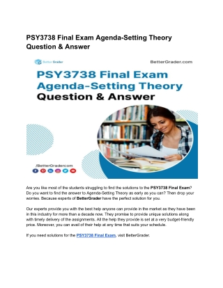 PSY3738 Final Exam Agenda-Setting Theory Question & Answer