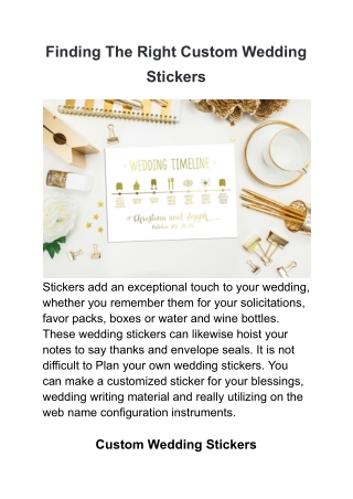 Finding The Right Custom Wedding Stickers