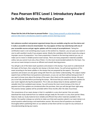 Pass Pearson BTEC Level 1 Introductory Award in Public Services Practice Course