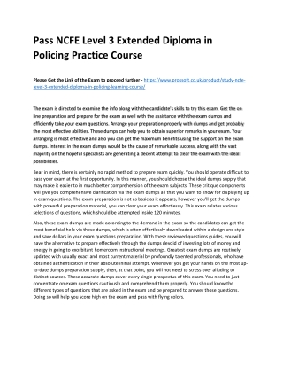 Pass NCFE Level 3 Extended Diploma in Policing Practice Course