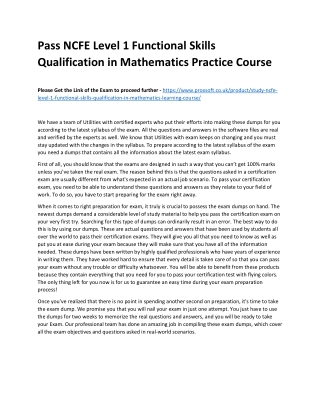 Pass NCFE Level 1 Functional Skills Qualification in Mathematics Practice Course