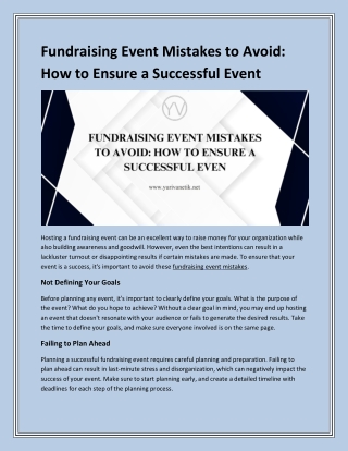 Fundraising Event Mistakes to Avoid