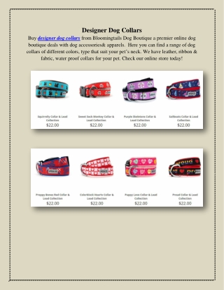 Designer Dog Collars, bloomingtailsdogboutique