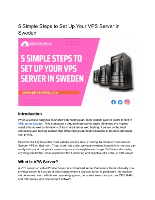 5 Simple Steps to Set Up Your VPS Server in Sweden