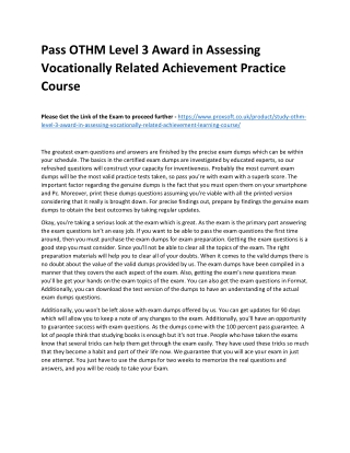 Pass OTHM Level 3 Award in Assessing Vocationally Related Achievement Practice C