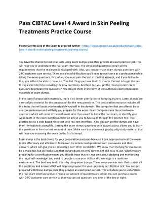 Pass CIBTAC Level 4 Award in Skin Peeling Treatments Practice Course