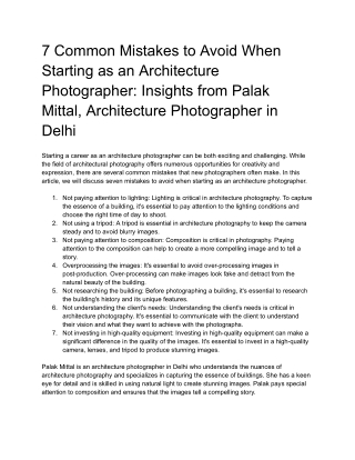 7 Common Mistakes to Avoid When Starting as an Architecture Photographer_ Insights from Palak Mittal, Architecture Photo