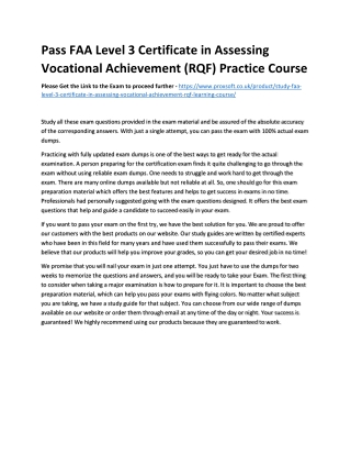 Pass FAA Level 3 Certificate in Assessing Vocational Achievement (RQF) Practice