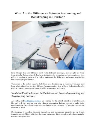 What Are the Differences Between Accounting and Bookkeeping in Houston