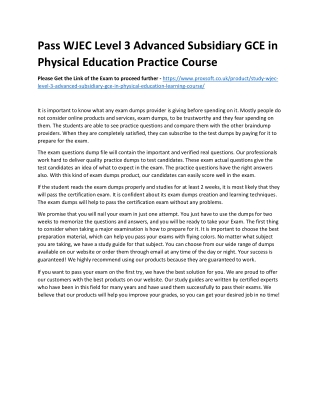 Pass WJEC Level 3 Advanced Subsidiary GCE in Physical Education Practice Course