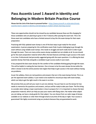 Pass Ascentis Level 1 Award in Identity and Belonging in Modern Britain Practice