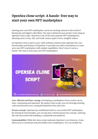 OpenSea clone script_ A hassle-free way to start your own NFT marketplace