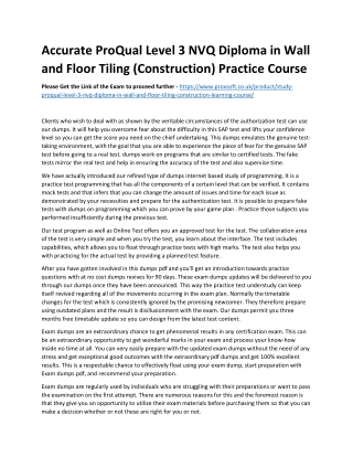 Accurate ProQual Level 3 NVQ Diploma in Wall and Floor Tiling (Construction) Pra