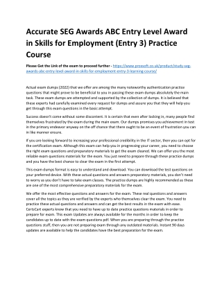 Accurate SEG Awards ABC Entry Level Award in Skills for Employment (Entry 3) Pra