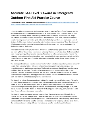 Accurate FAA Level 3 Award in Emergency Outdoor First Aid Practice Course