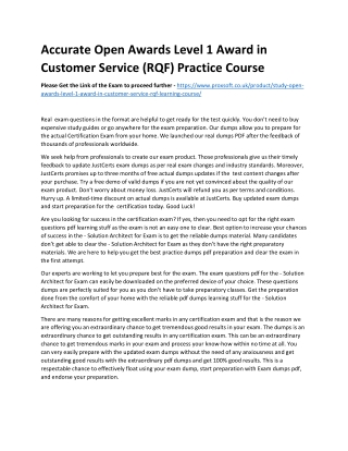 Accurate Open Awards Level 1 Award in Customer Service (RQF) Practice Course