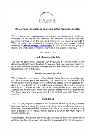 Challenges for Machine Learning in the Pipeline Industry