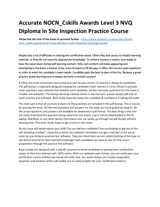 Accurate NOCN_Cskills Awards Level 3 NVQ Diploma in Site Inspection Practice Cou