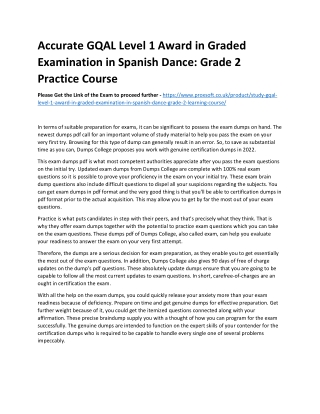 Accurate GQAL Level 1 Award in Graded Examination in Spanish Dance: Grade 2 Prac