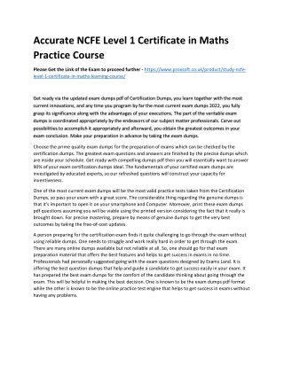 Accurate NCFE Level 1 Certificate in Maths Practice Course