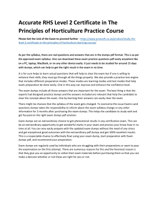 Accurate RHS Level 2 Certificate in The Principles of Horticulture Practice Course