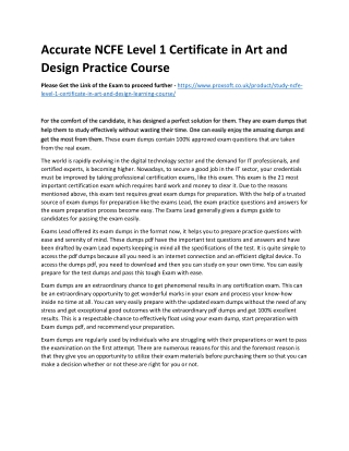 Accurate NCFE Level 1 Certificate in Art and Design Practice Course