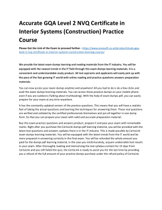 Accurate GQA Level 2 NVQ Certificate in Interior Systems (Construction) Practice