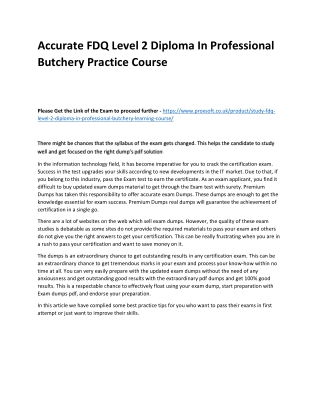 Accurate FDQ Level 2 Diploma In Professional Butchery Practice Course