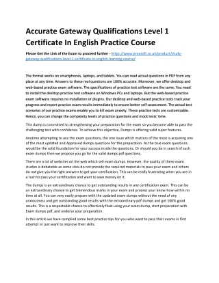 Accurate Gateway Qualifications Level 1 Certificate In English Practice Course